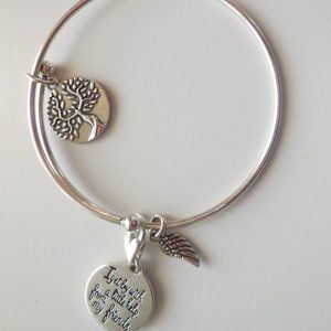 Silver Earth Angel 'Friends' Bangle Bracelet